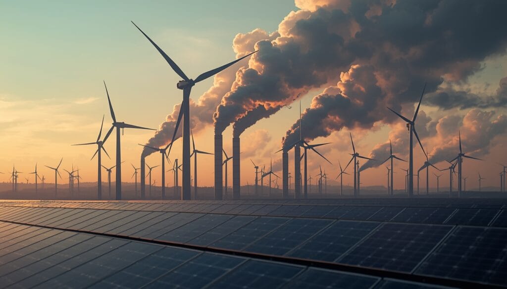 Renewable energy transition reducing carbon emissions
