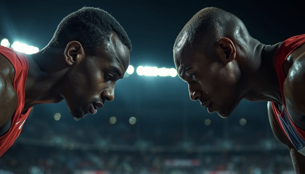 Sprinting rivalry building tension before a major race